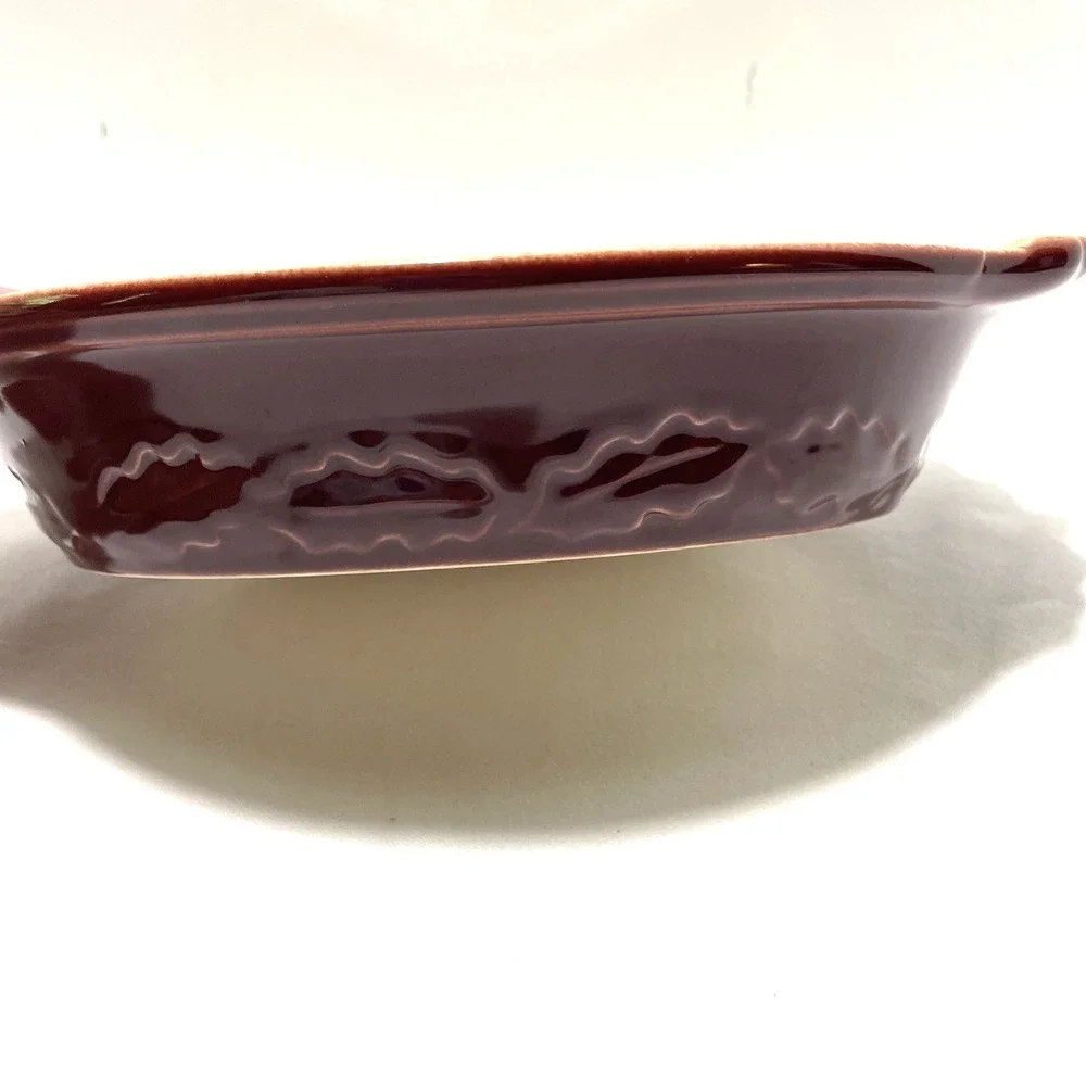 Appolia Red Ceramic Leaf Oval Casserole Bake Oven Dish Stoneware France